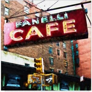 New York Cafe Wrapped Canvas Art Print New